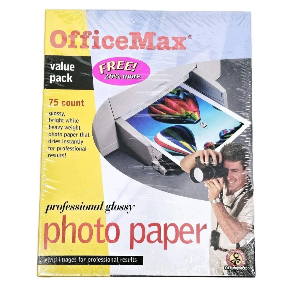 Officemax Premium Glossy Inkjet Photo Paper 75 Sheets 8.5x11" 9 Mil Professional